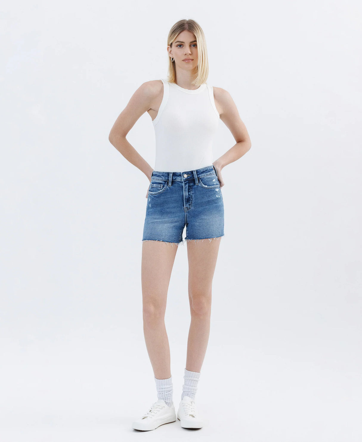 Successes - High Rise Raw Hem Denim Shorts Size L