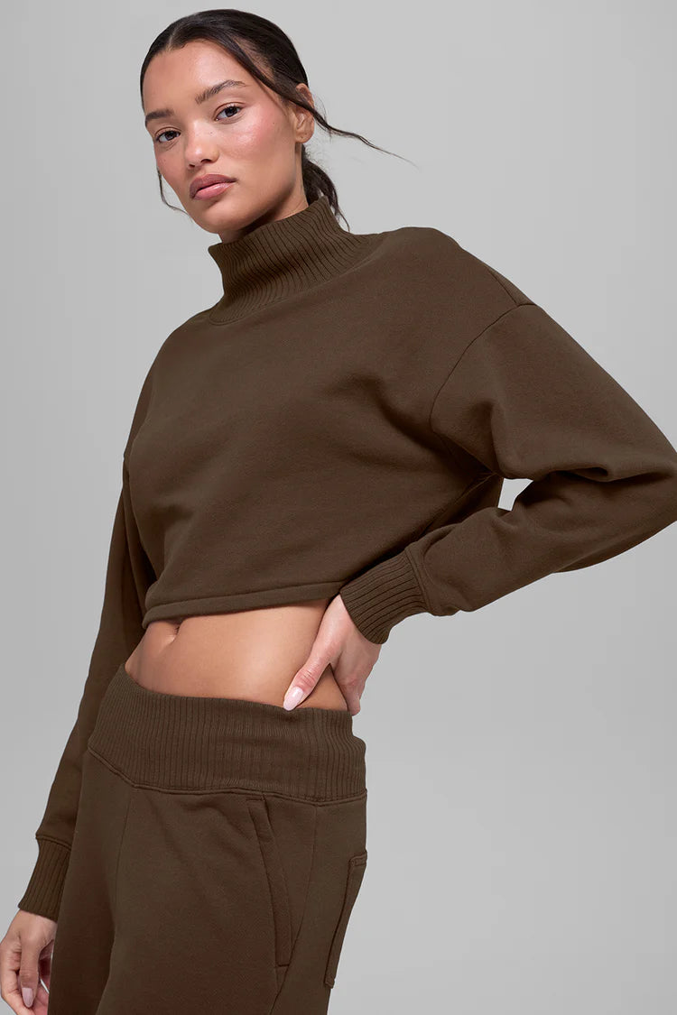 ALO YOGA Cropped Serenity Coverup Espresso Size: L