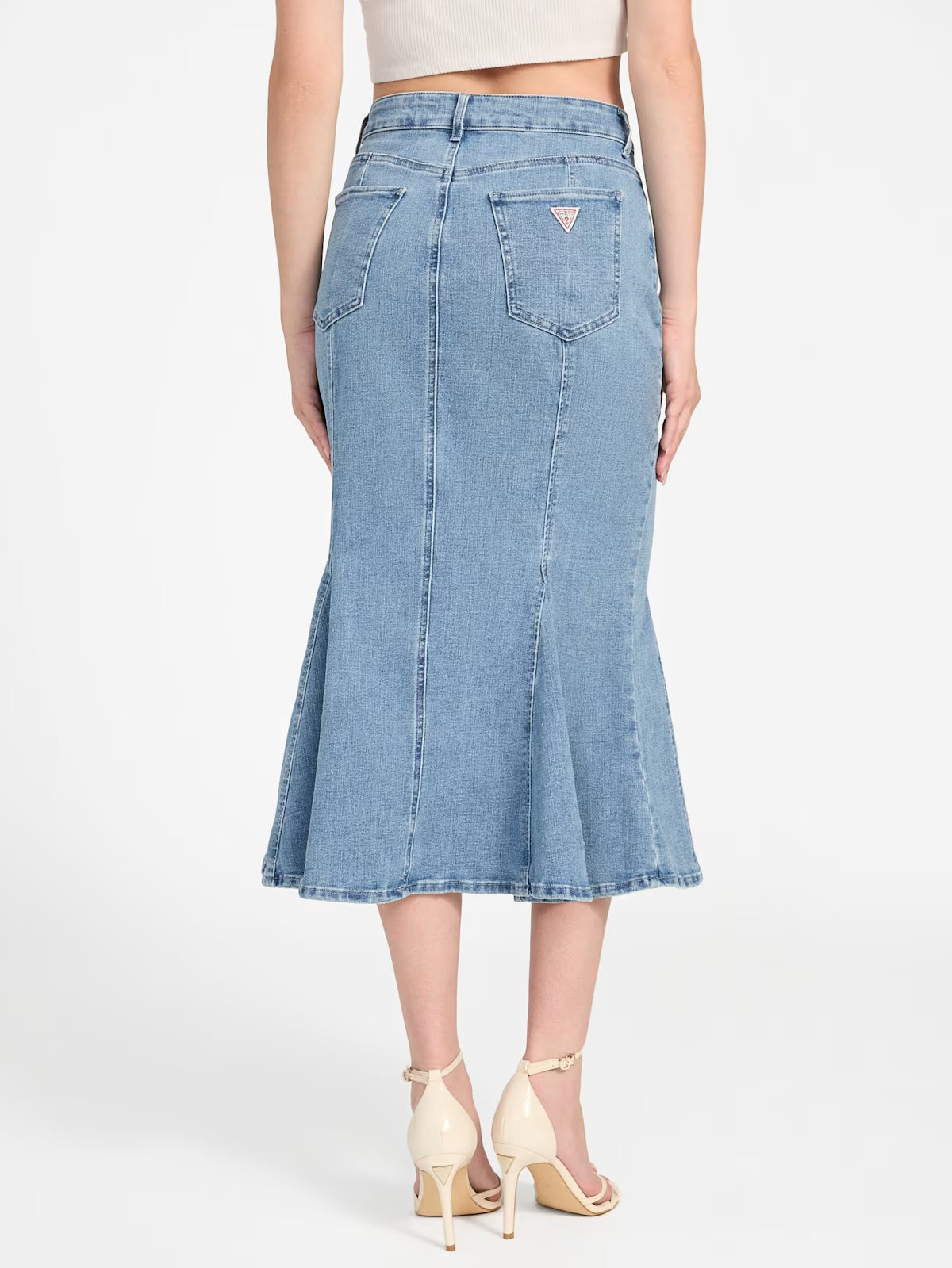GUESS Lia Denim Midi Skirt | Blue | Size 28