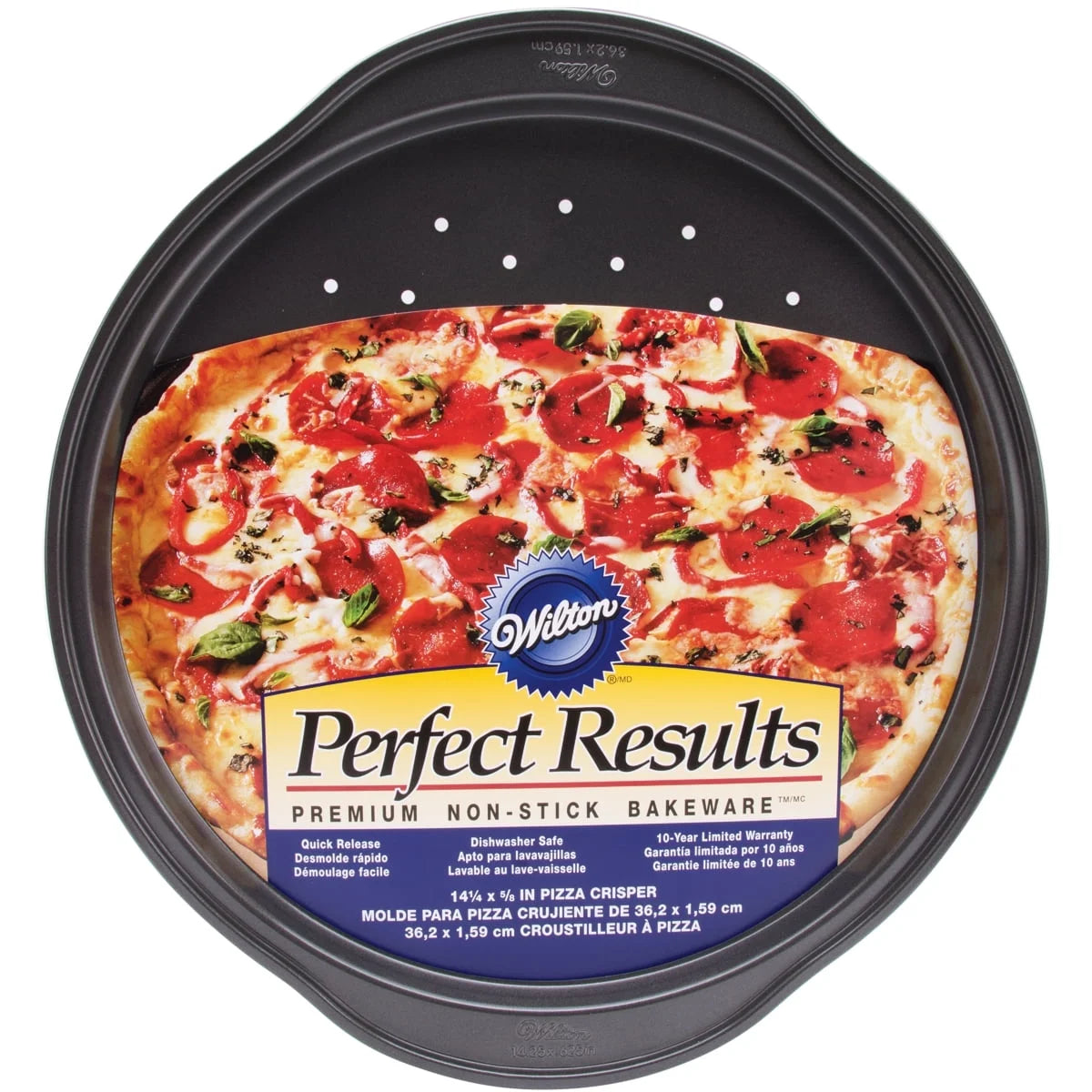 WILTON Premium Non-Stick Pizza Crisper Pan, 14.25 x .625-In. 1 Pack