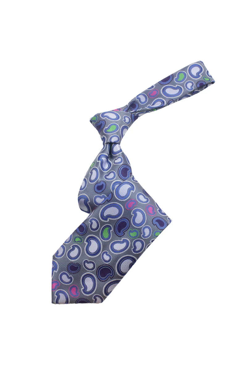 Wonderland 5 | Multi Color Grey Paisley | Tie & Pocket Square