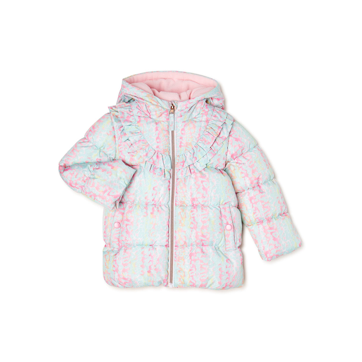 Wippette Toddler Girl Rainbow Cheetah Quilted Puffer Jacket, Size: 18 months