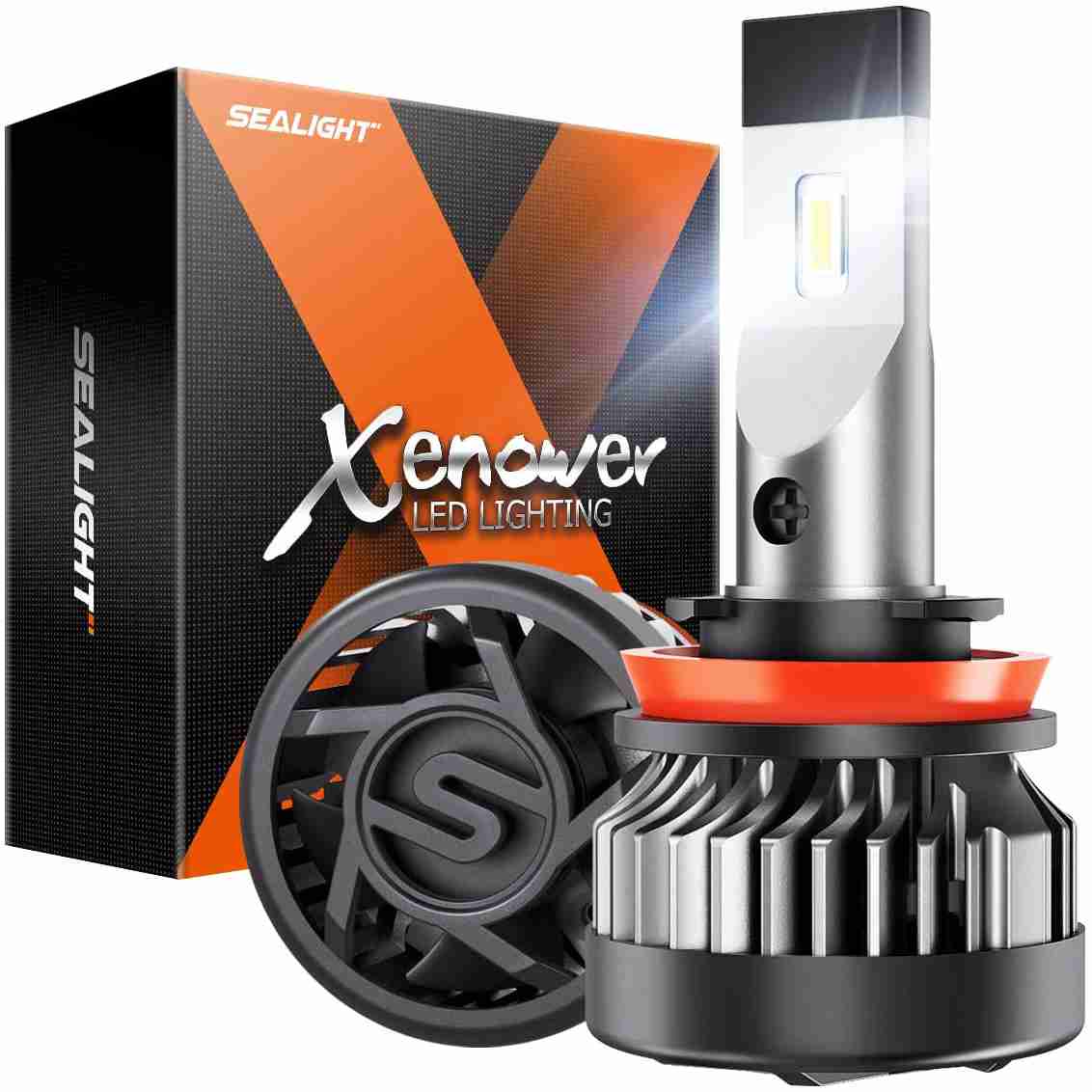 SEALIGHT® X2 H11/H9/H8 100W 6000K White IP67 LED Headlight Bulbs 2Pcs SKU: 3369LHB004EUS