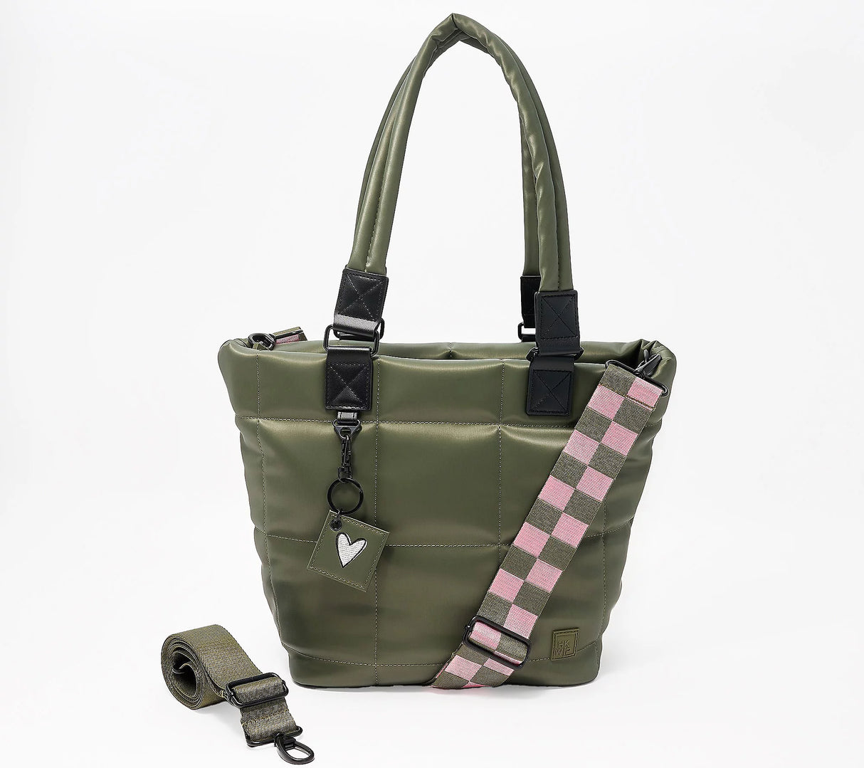 IHKWIP Checkmate Quilted Tote w/ 2 Crossbody Straps