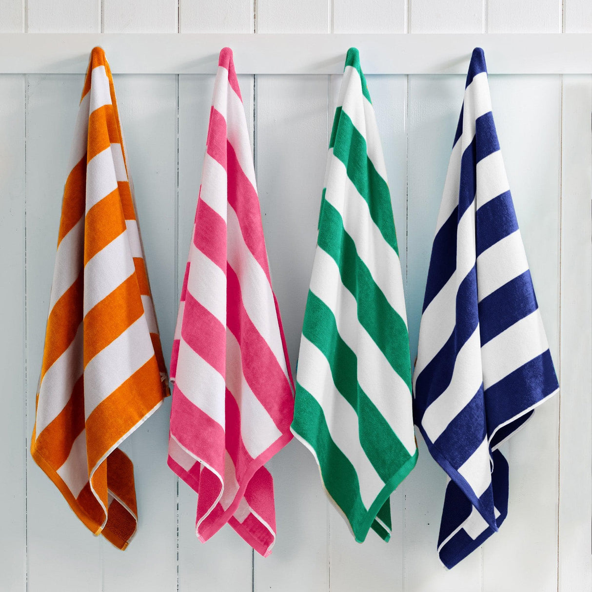 Cotton Velour Cabana Stripe Beach Towel - Novia Collection - 4 Pack Multi