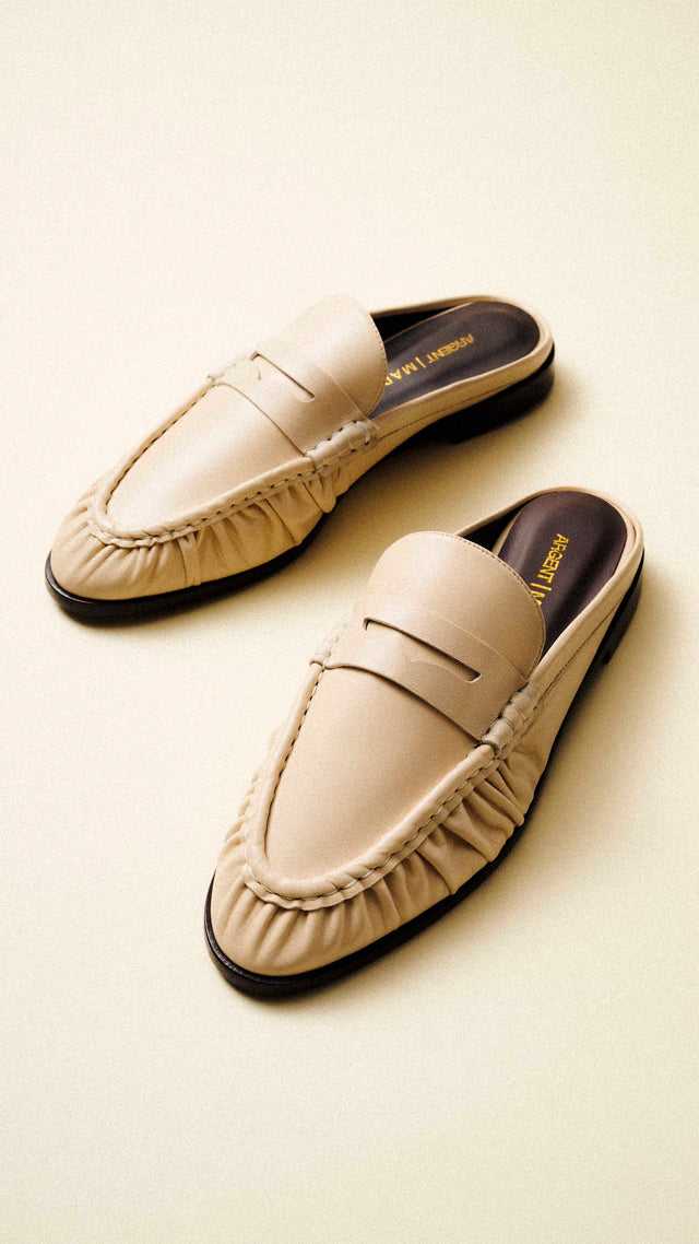MARGAUX The Astor Loafer Mule in Bone Nappa Size: 38.5
