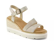 TOMS Darya Champagne Metallic Suede Wedge Sandals - size 9