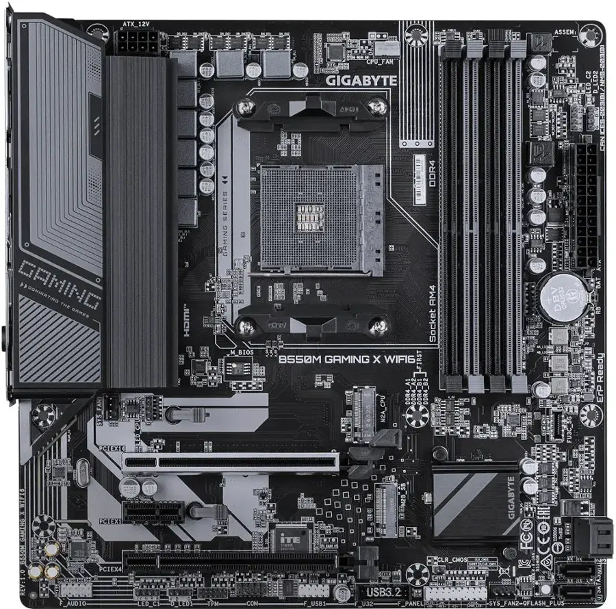 GIGABYTE - B550M GAMING X WIFI6E (Socket AM4) AMD B550 Micro-ATX DDR4 Wi-Fi 6 Motherboard - Black