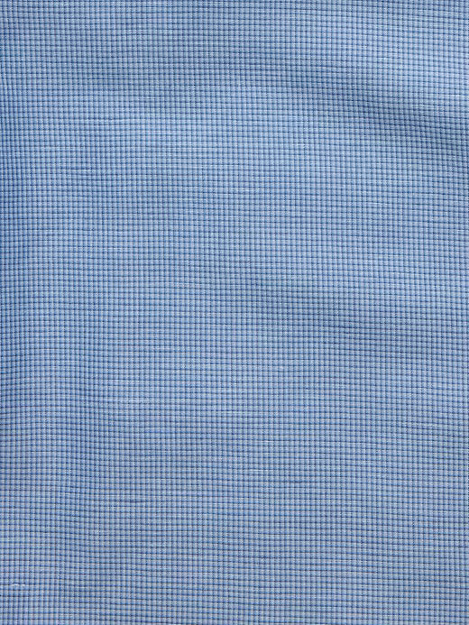 BANANA REPUBLIC Men's Slim-Fit Linen-Cotton Dress Shirt | Navy Blue Plaid | Size L