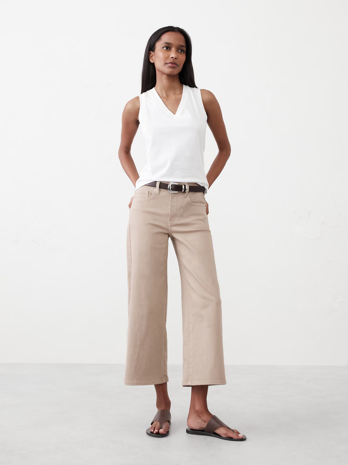 Banana Republic, 30-10, Wide Leg, High Rise, Stretchable, Khaki Pants