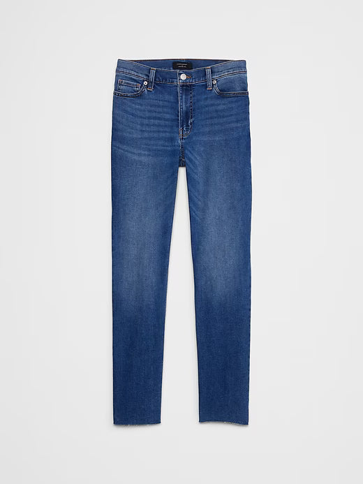 BANANA REPUBLIC Women's Slim Mid Rise Raw-Hem Medium Wash Jeans, Size 29/8