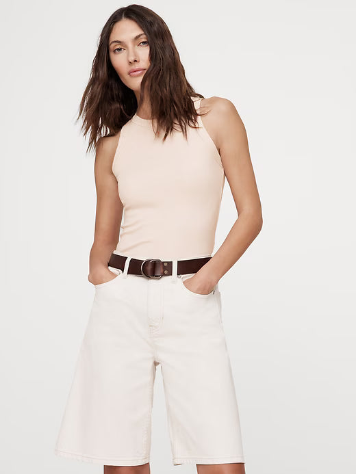 Banana Republic - Women's Ribbed Cutaway Tank Small - Tan