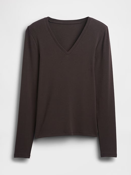 Modern Long-Sleeve V-Neck T-Shirt by Gap - Terra Brown - Large
