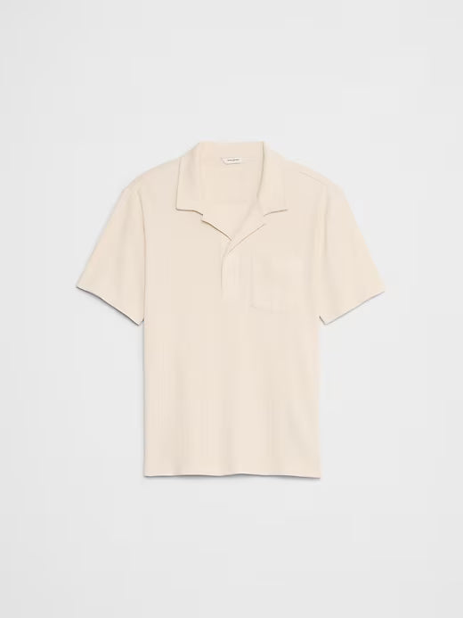 BANANA REPUBLIC Men's Textured Striped Polo in Transition Cream, Size L