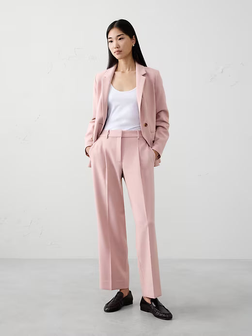 Banana Republic Straight High-Rise Double Weave Trouser Pink Heather Size: 4