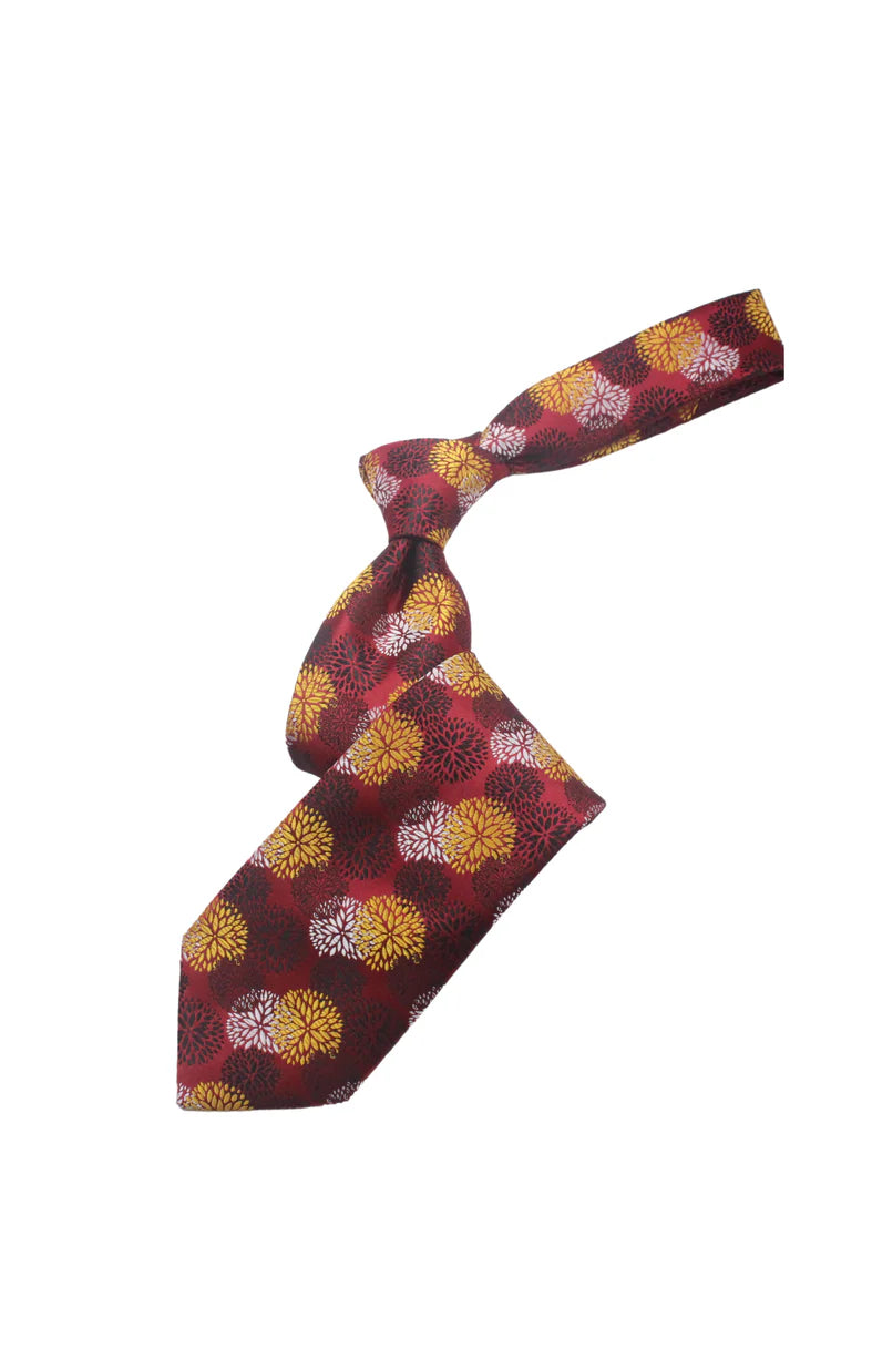 Doha 2 | Red Black & Yellow Floral | Tie & Pocket Square