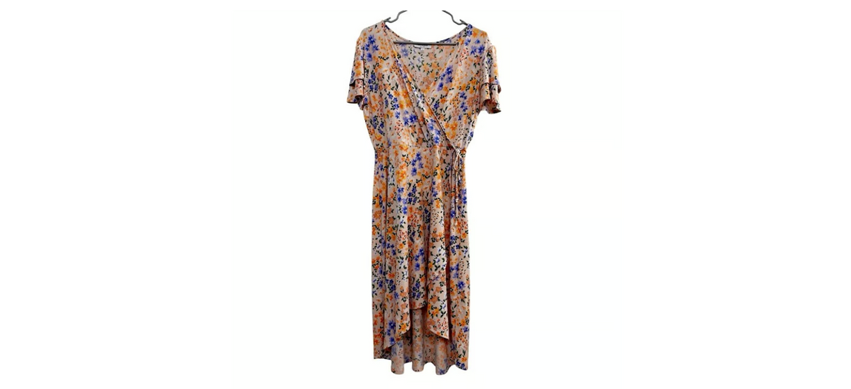 Gilli Floral High-Low Wrap Dress Size L