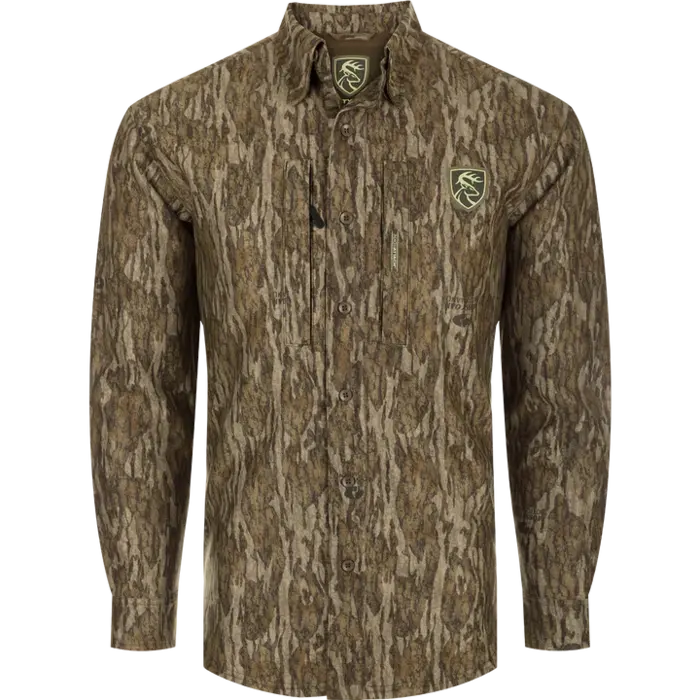 DRAKE WATERFOWL MST MICROFLEECE SOFTSHELL SHIRT - MOSSY OAK BOTTOMLAND Size 6XL