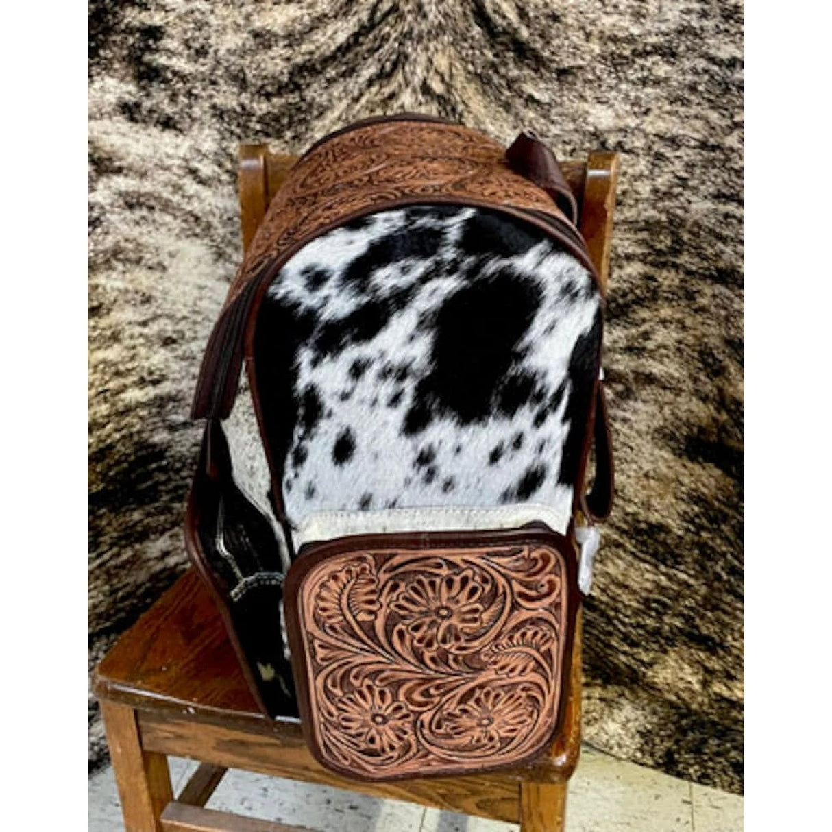 Western cowhide Backpack, Large Leather Backpack, Cowhide Backpack, Cowhide Purse Leather Backpack for Women, Diaper Bag for women