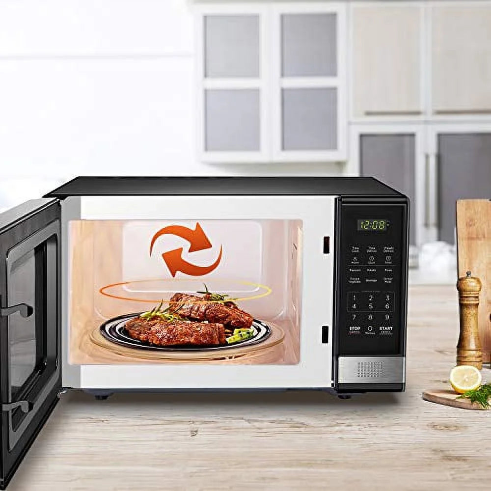 BLACK+DECKER | Model EM031MB11 | Digital Microwave Oven with Turntable | Push-Button Door | Child Safety Lock | 1000W | 1.1 cu.ft |Black & Stainless Steel | PICKUP ONLY!