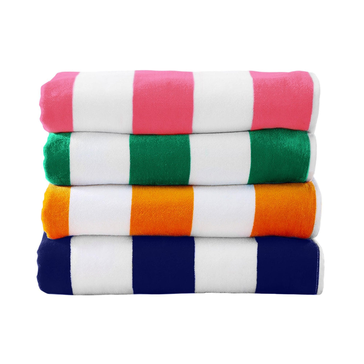 Cotton Velour Cabana Stripe Beach Towel - Novia Collection - 4 Pack Multi