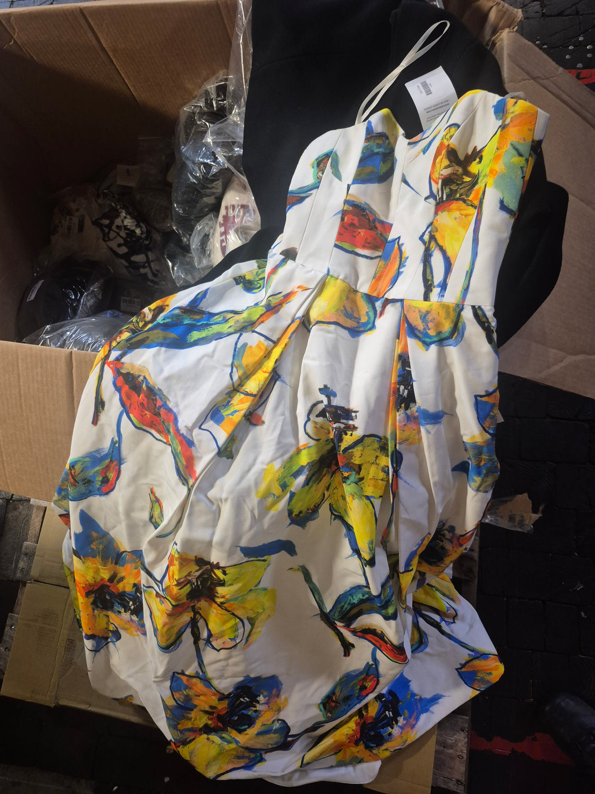 Milley Formal Dress Cotton (Size 6) With Multicolored Lillies