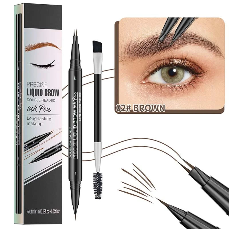 HelloKiss | Precise Liquid Brow Double-Head Ink Pen in Brown | #02