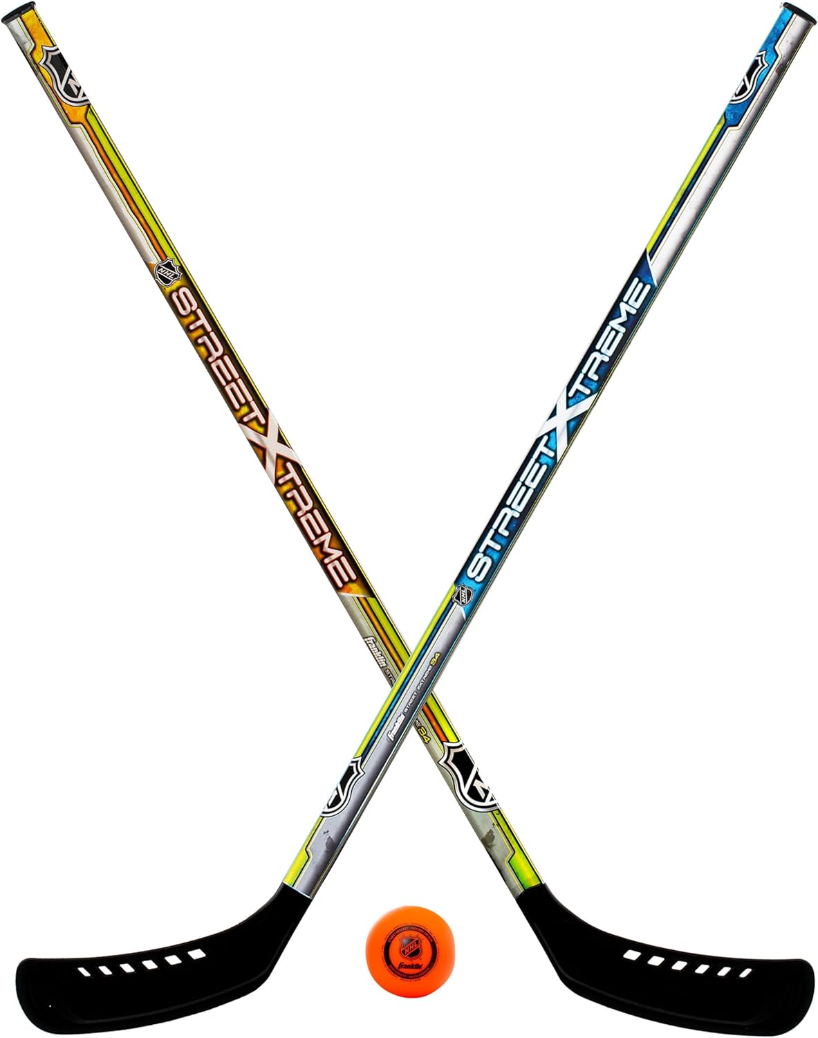 Franklin Sports NHL Kids Street Hockey Stick Set - Includes (2) Youth Street Hockey Sticks + (1) Outdoor Roller Hockey Ball