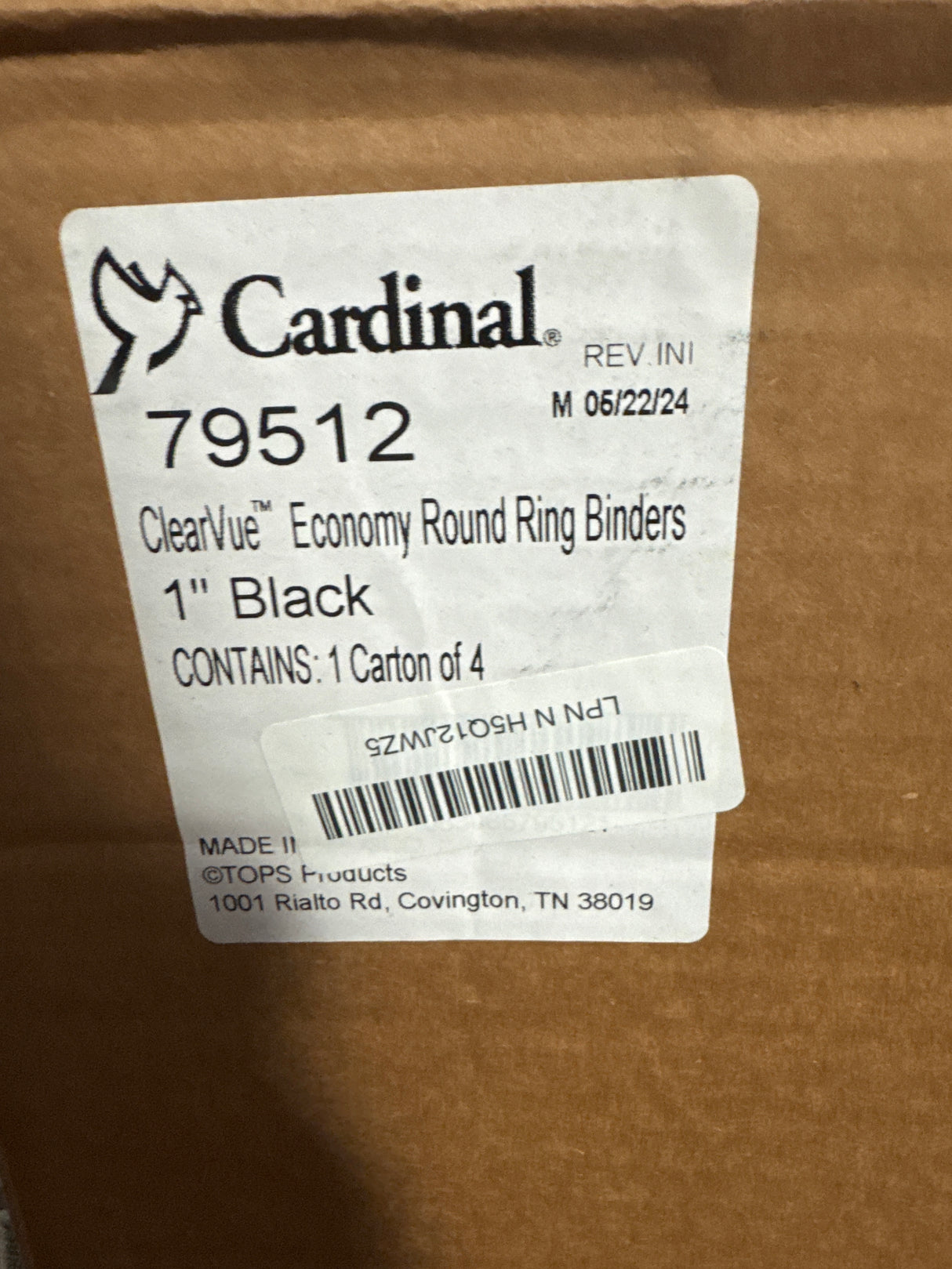 Cardinal Economy 3 Ring Binder, 1 Inch, Presentation View, Black, Holds 225 Sheets, Nonstick, PVC Free, 4 Pack of Binders (79512)