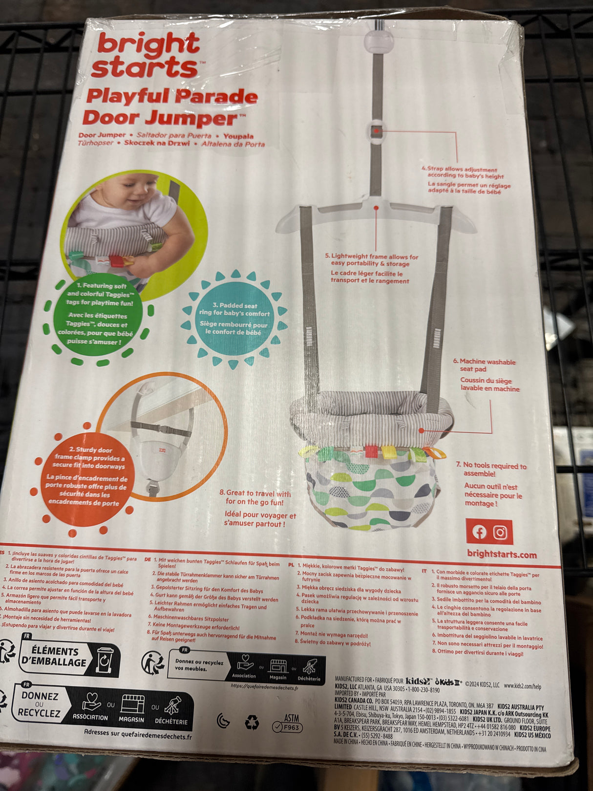 Bright Starts Playful Parade Door Jumper for Baby with Adjustable Strap, 6 Months and Up, Max Weight 26 lbs