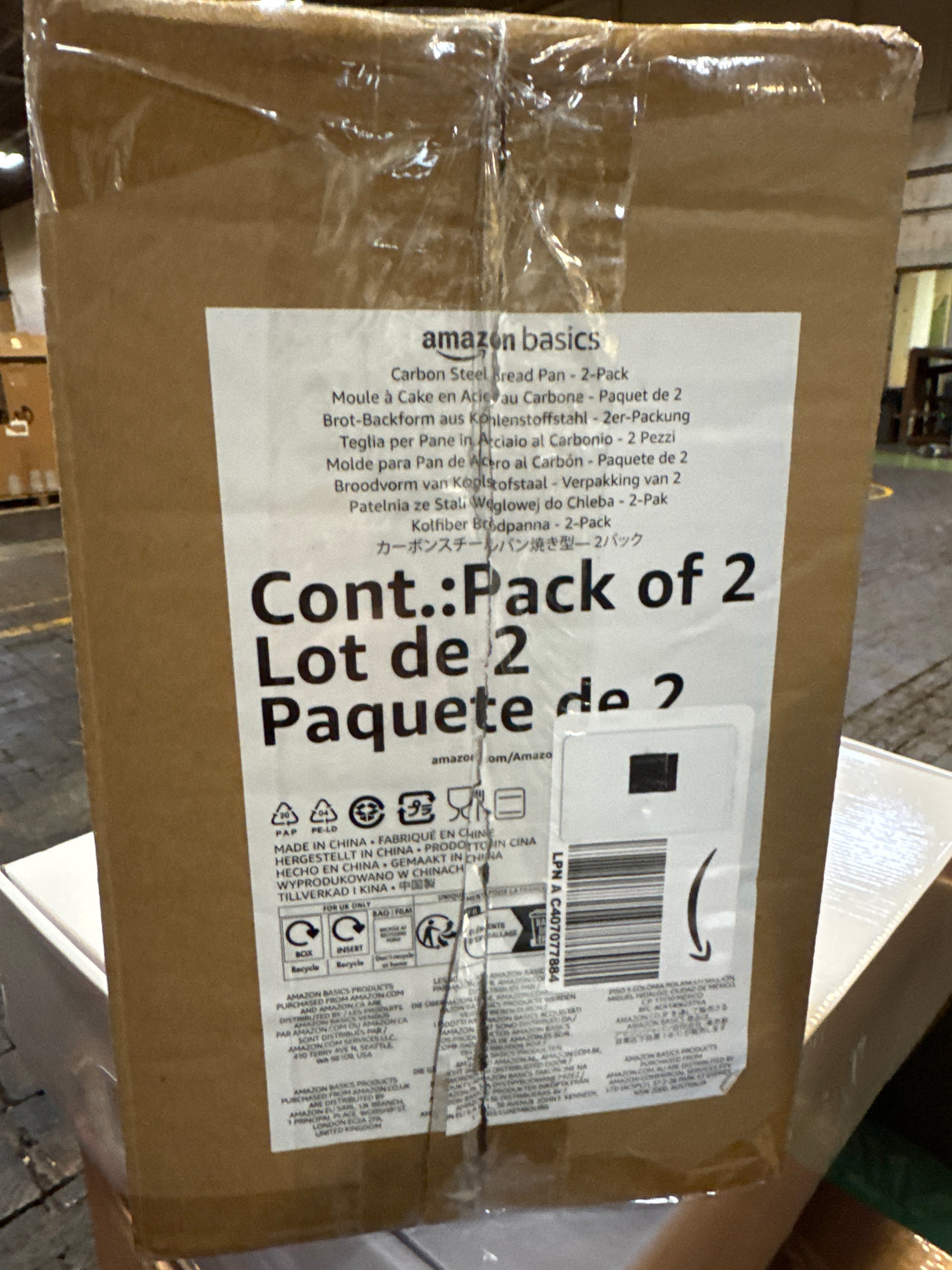 Amazon Basics Rectangular Baking Bread Loaf Pan, 9.5 x 5 Inch, Set of 2, Gray