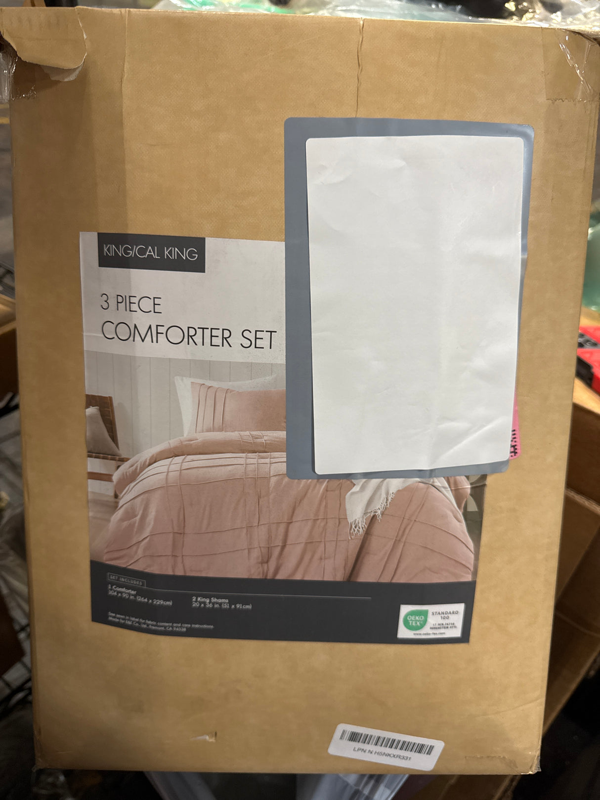 Comfort Spaces Blush King Size Comforter Set - 3 Piece Pintuck Pleated Bedding Set, All Season Lightweight, Extra Soft Pre-Washed Microfiber Bed Set, Shams