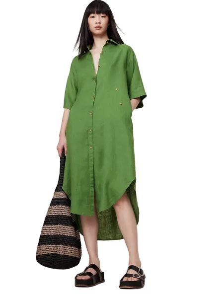 BANANA REPUBLIC | Linen Asymmetrical Shirt Dress | XS