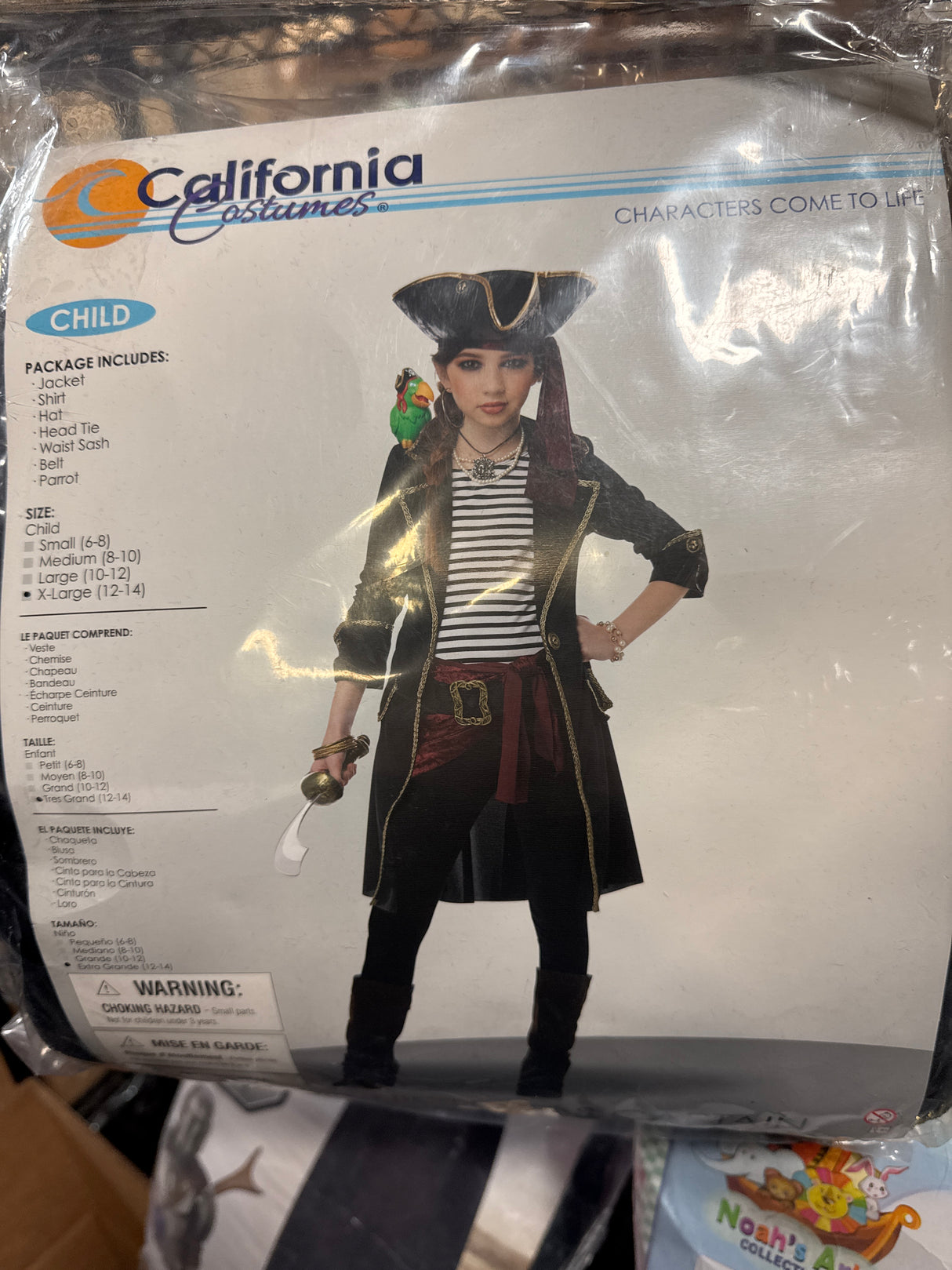 California Costumes Pirate, Buccaneer High Seas Captain Girls Costume, Black/White, X-Large