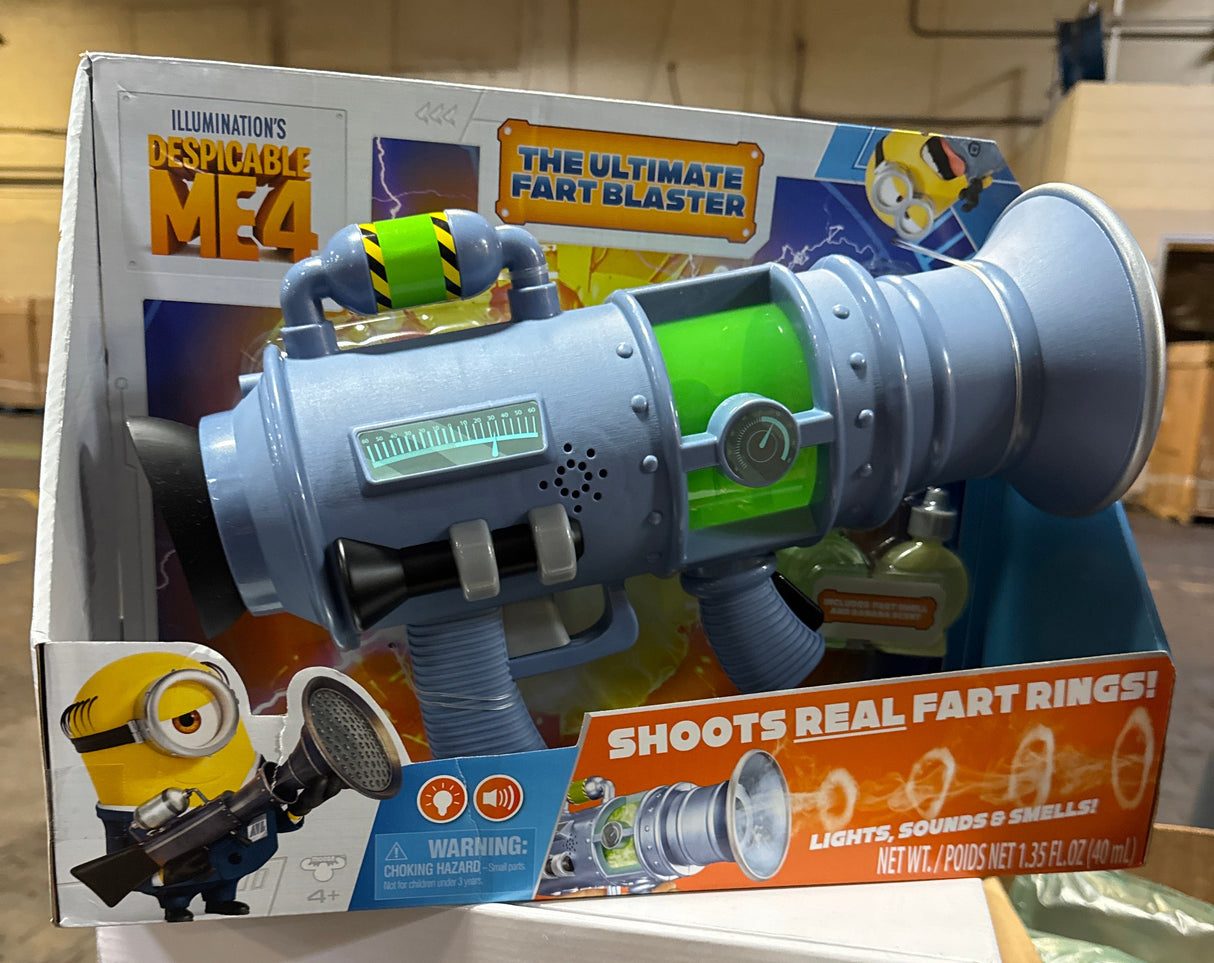 Minions Despicable Me 4 Ultimate Fart Blaster Toy - Shoots Real Fog Rings | 15 Hilarious Sound Effects | Lights Up & Banana/Fart Scents | Includes 2 Scent Formulas | Great Gag Gift for Kids Ages 4+