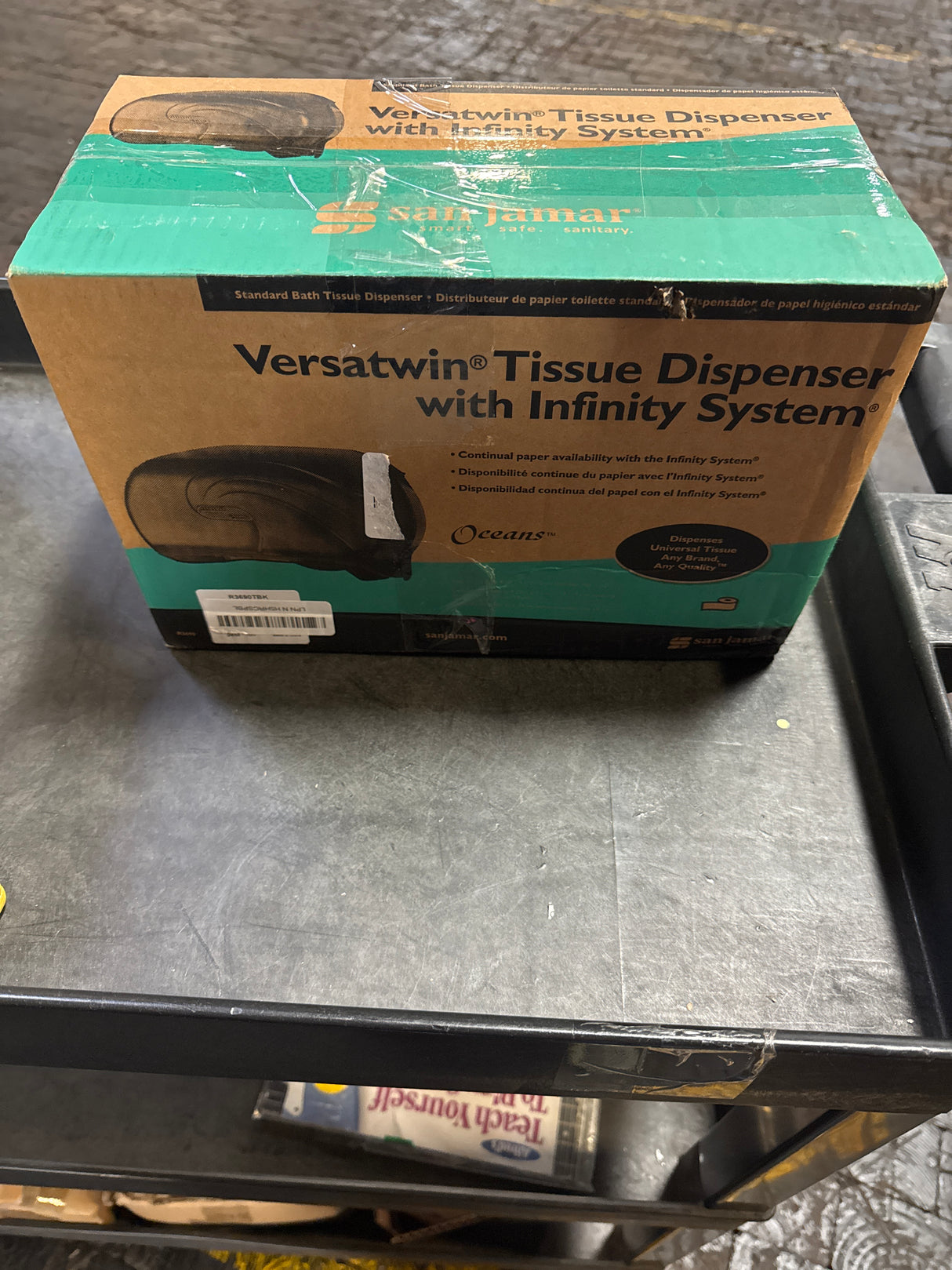 San Jamar R3690TBK Versatwin Ocean Double Roll Toilet Tissue Dispenser - Black Pearl