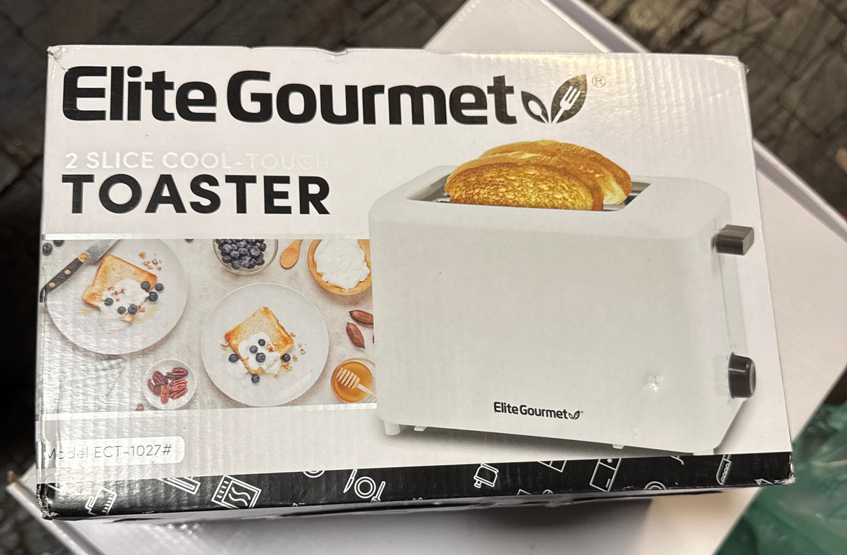 Elite Gourmet ECT-1027# Cool Touch Toaster, 7 Toast Settings Cancel Functions, Slide Out Crumb Tray, Extra Wide 1.5" Slots for Bagels Waffles Specialty Breads, Puff Pastry, Snacks, White