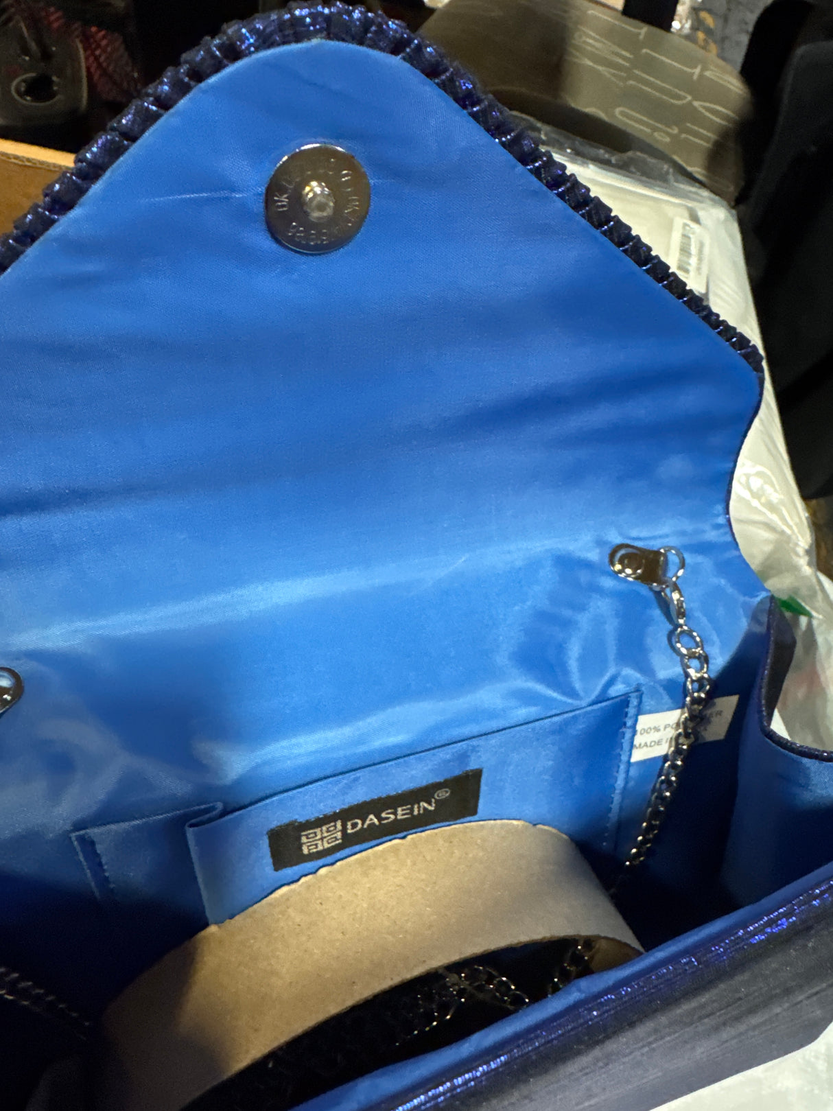 Dasein Women's Evening Bags Envelope Handbag Party Prom Clutch Purse Shoulder Cross Body Bag-Blue