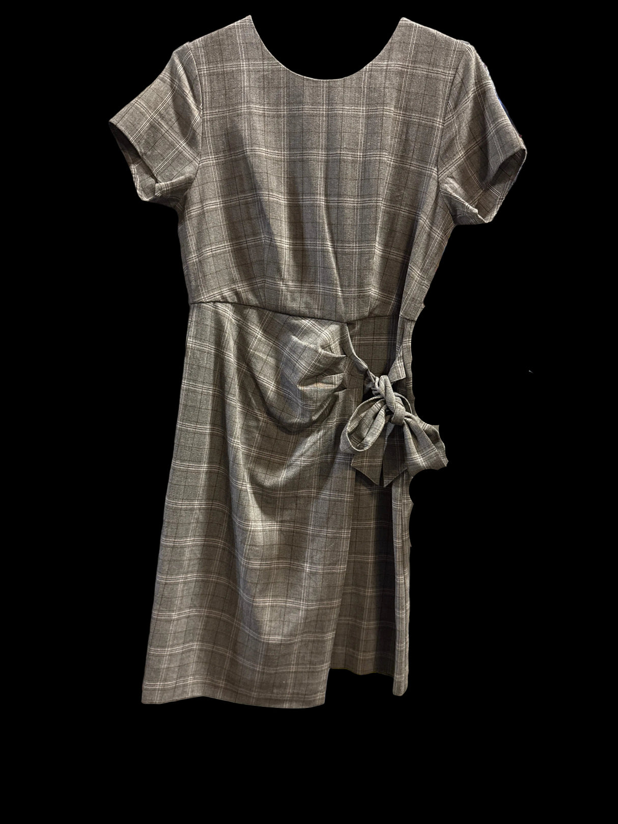 Nicole Miller Beautiful Slimming Lined Olive Cream Check Dress- SIZE 6