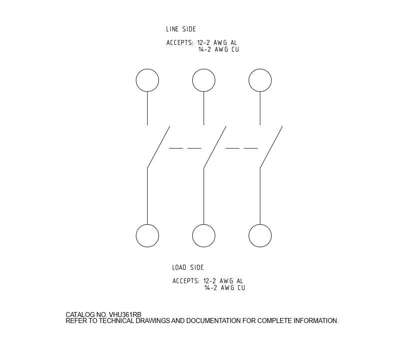 SCHNEIDER ELECTRIC | Square D | VisiPacT Series | VHU361RB | No Fuse Provisions