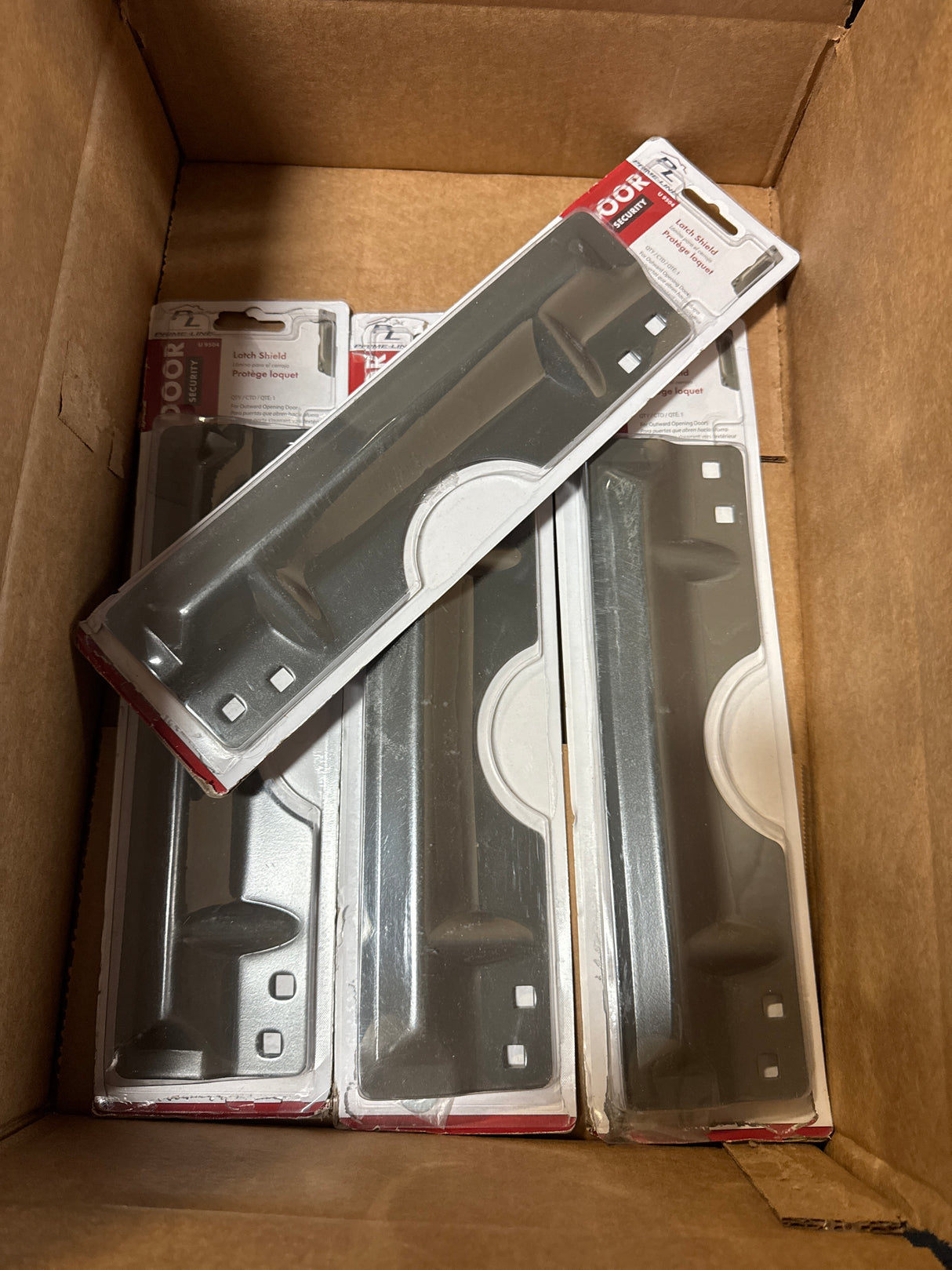 Prime-Line U 9504 Steel Latch Guard Plate Cover for Out-Swinging Doors, Bronze (4- Pack) BundleBox