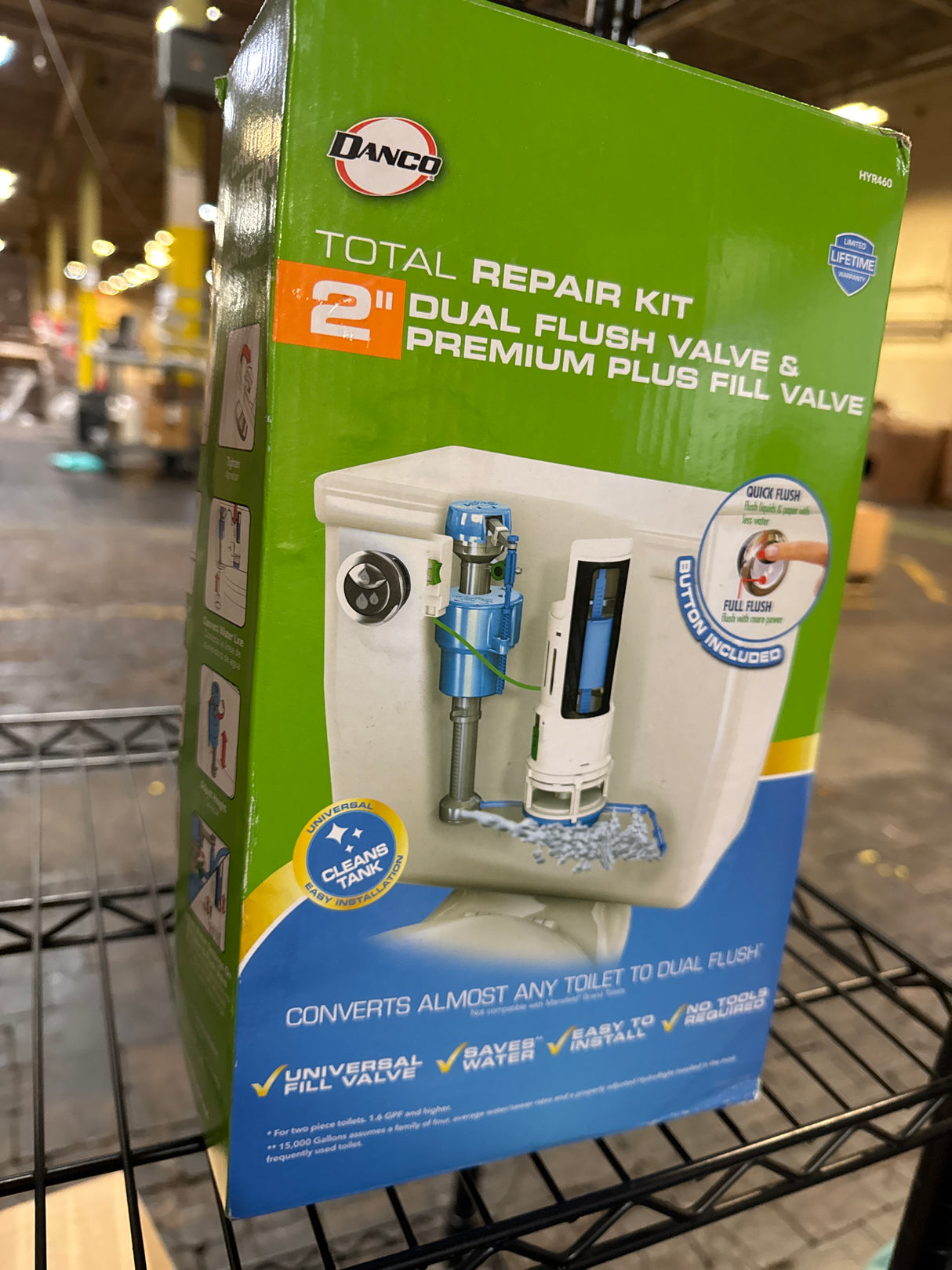 Danco HYR460 HyrdroRight Water-Saving Toilet Tank Repair Kit with Dual Flush Valve, Includes Dual Push Btton Handle in Chrome