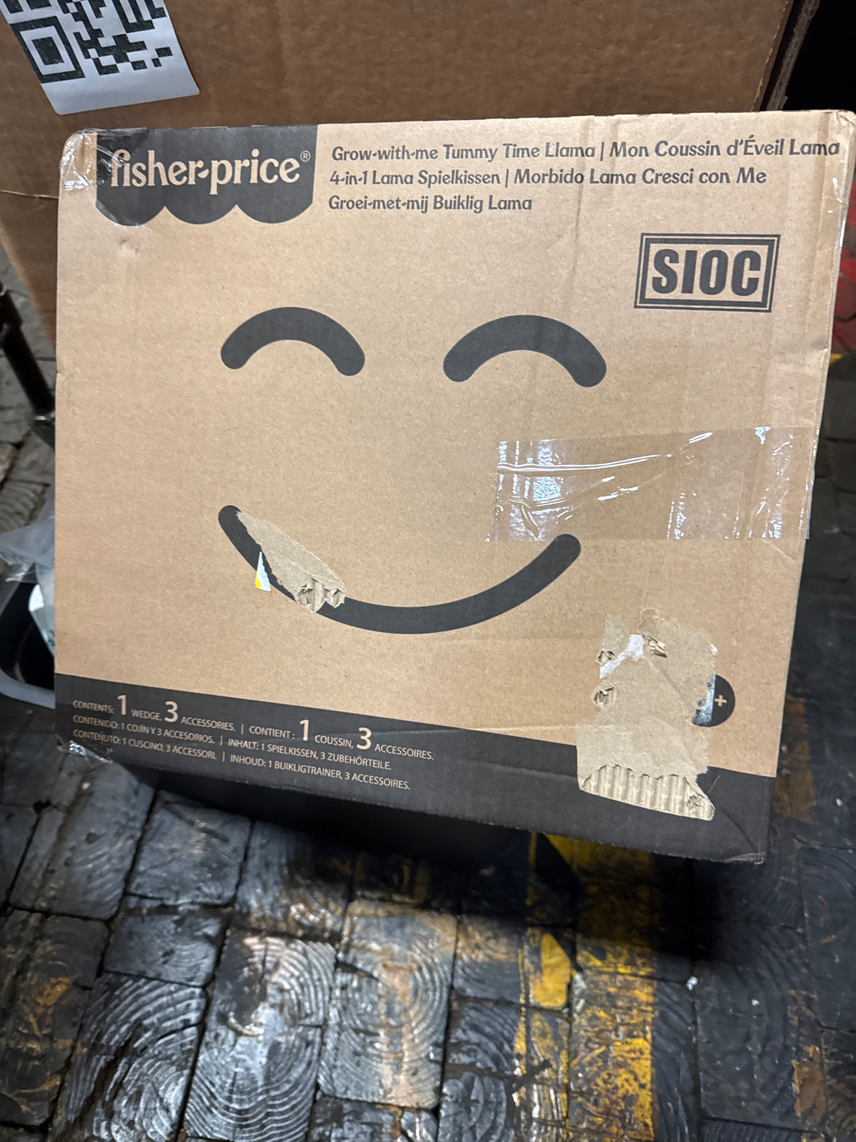 Fisher-Price Grow-with-Me-Tummy Time Llama Plush Baby Wedge with 3 Take-Along Sensory Toys