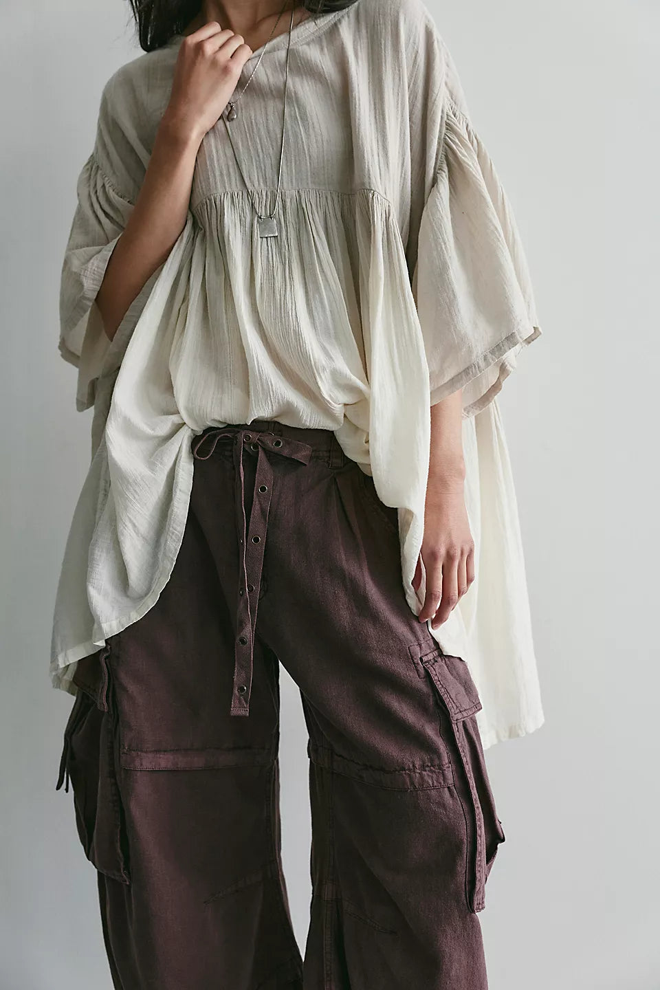 We The Free Reef Curved Linen Cargo Pants-WOMEN'S XL