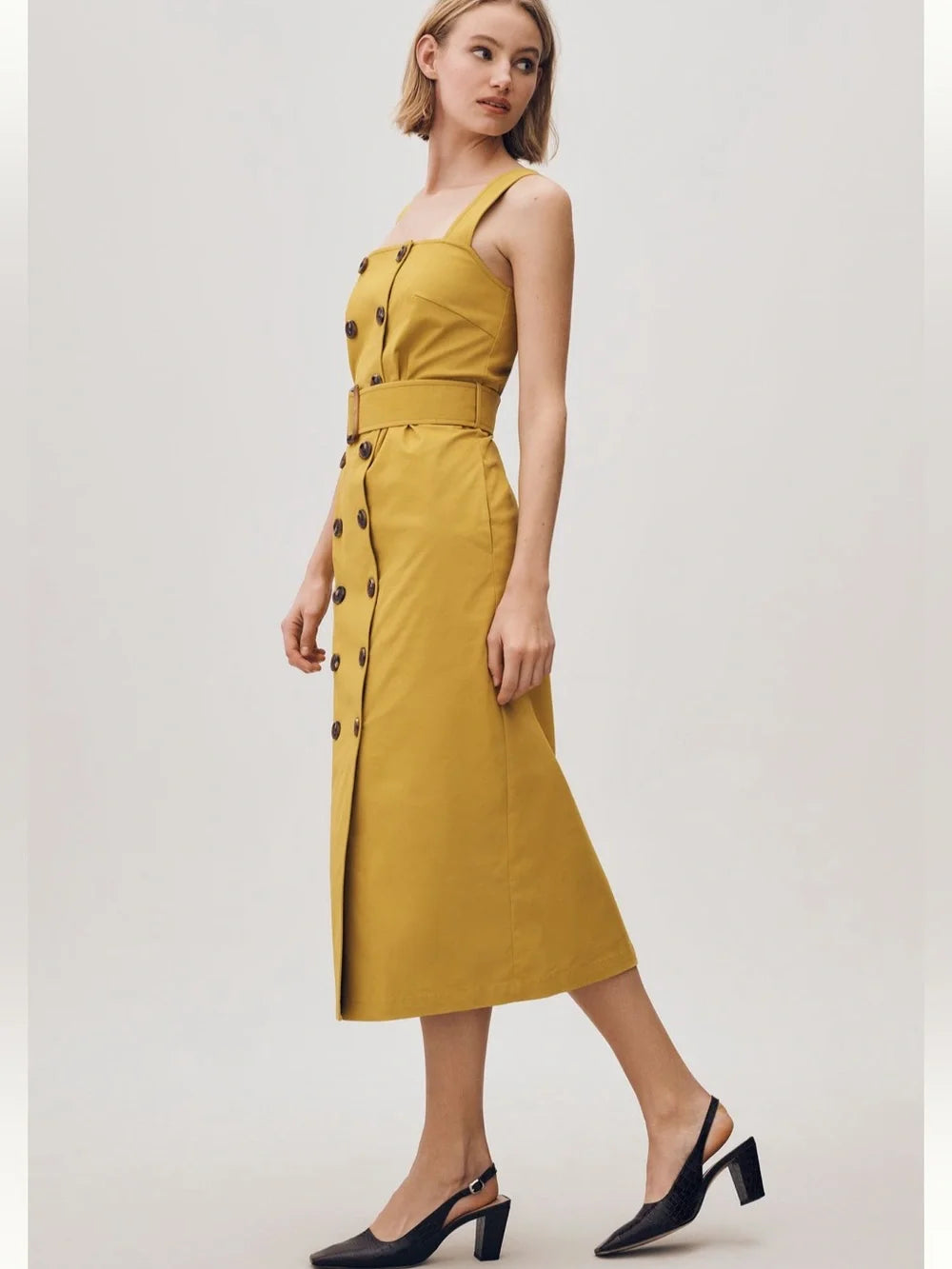 Anthropologie Belted Utility Midi Trench Dress XS