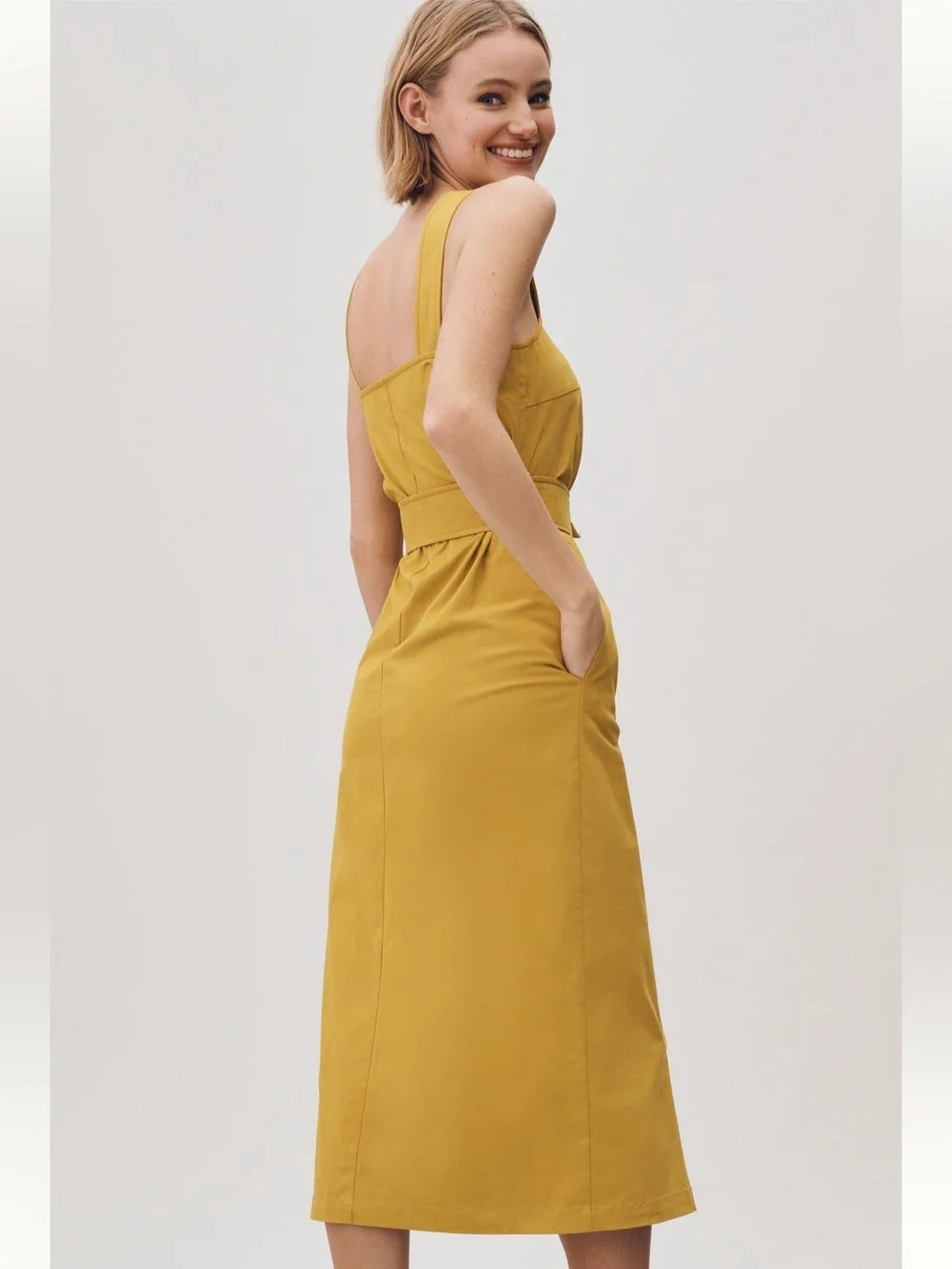 Anthropologie Belted Utility Midi Trench Dress XS