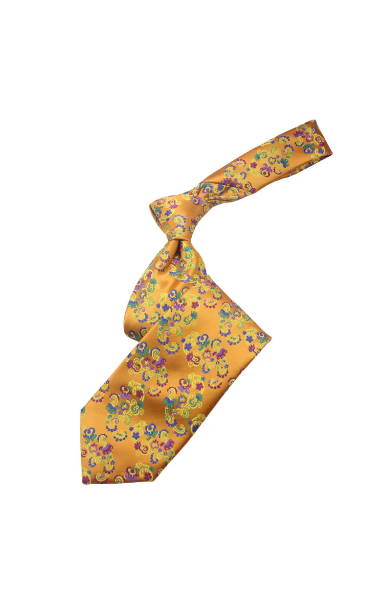 Miracle Garden 1 | Multi Color Orange Paisley | Tie & Pocket Square
