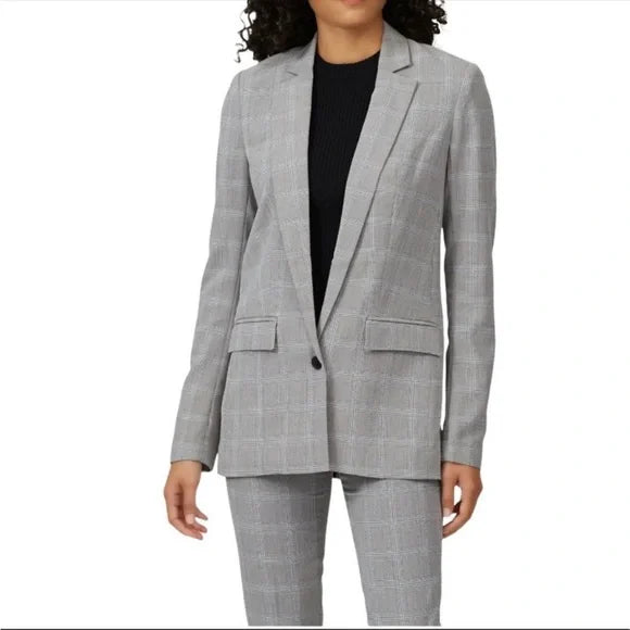 Brochu Walker (Size M) Plaid Boyfriend Blazer Grey