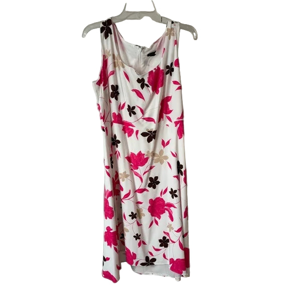 Ann Taylor Pink and Brown Floral Midi Dress, Size 6