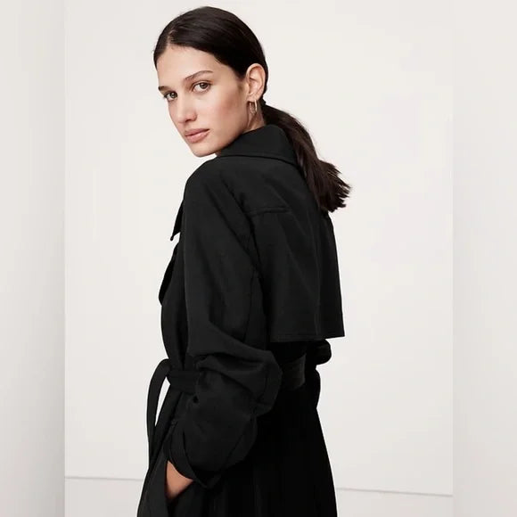 BANANA REPUBLIC | Drapey Trench Coat | Black | S